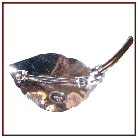 Binder Brothers Sterling Silver Leaf Brooch with Stars - Picture 5 of 7
